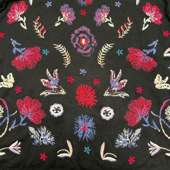J. Jill Black Floral Embroidered Sweater Crewneck Pullover artsy multicolor - Picture 4 of 8